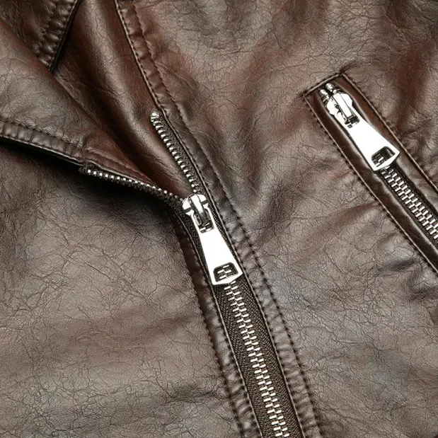 Vintage Faux Leather Biker Jacket with Belt