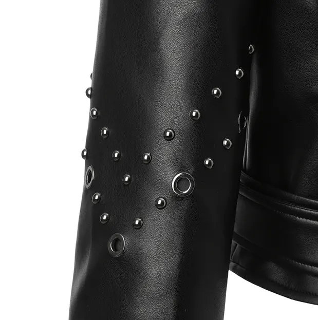 Three-Season Versatile Studded Faux Leather Biker Jacket
