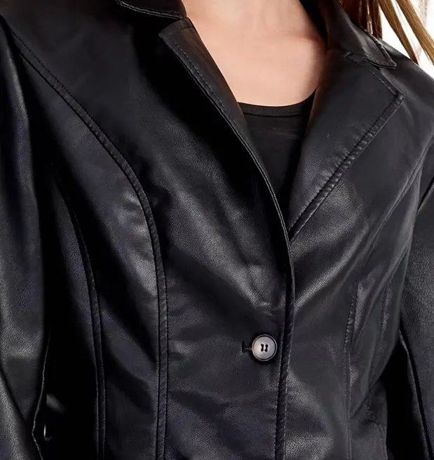 Cropped Vegan Leather Blazer for Evening Events