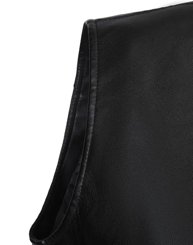 Single-Breasted Faux Leather Waistcoat