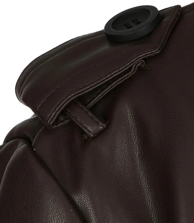 Heavyweight Faux Leather Trench Coat with Belt