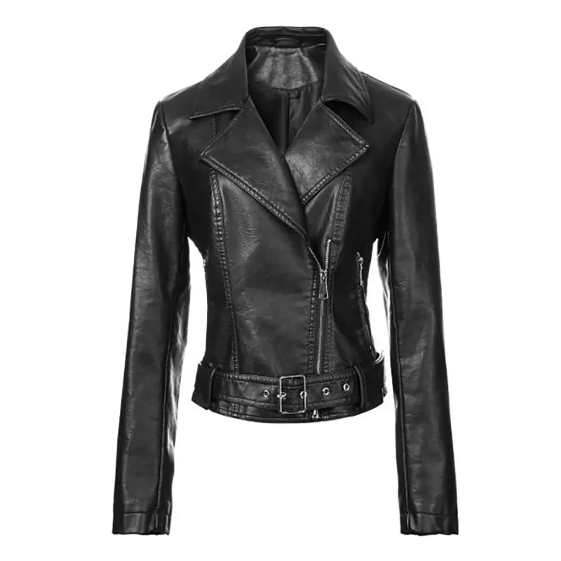 Vintage keinonahkainen Biker-takki vyöllä